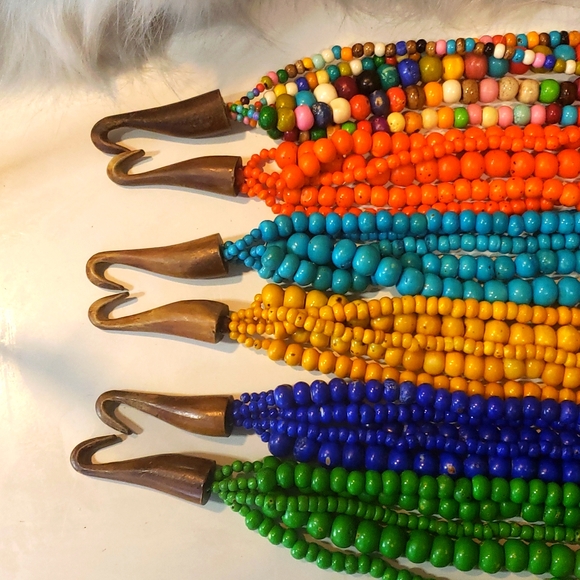 Shakti Beaded Necklace Orange Colors Strands - Picture 5 of 6